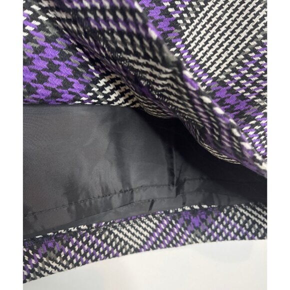 Loft Petite 4P Purple Black Plaid Mini Skirt Tweed Fall Workwear - Picture 5 of 12